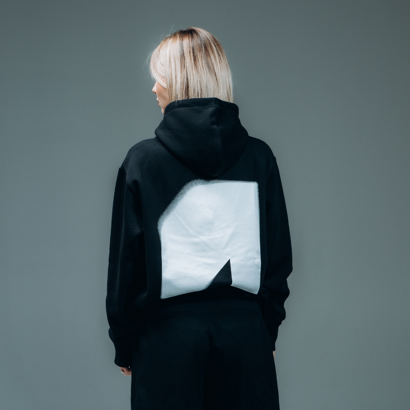 020. Hoodie Blurred A black oversized fit