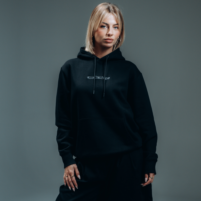 020. Hoodie Blurred A black oversized fit