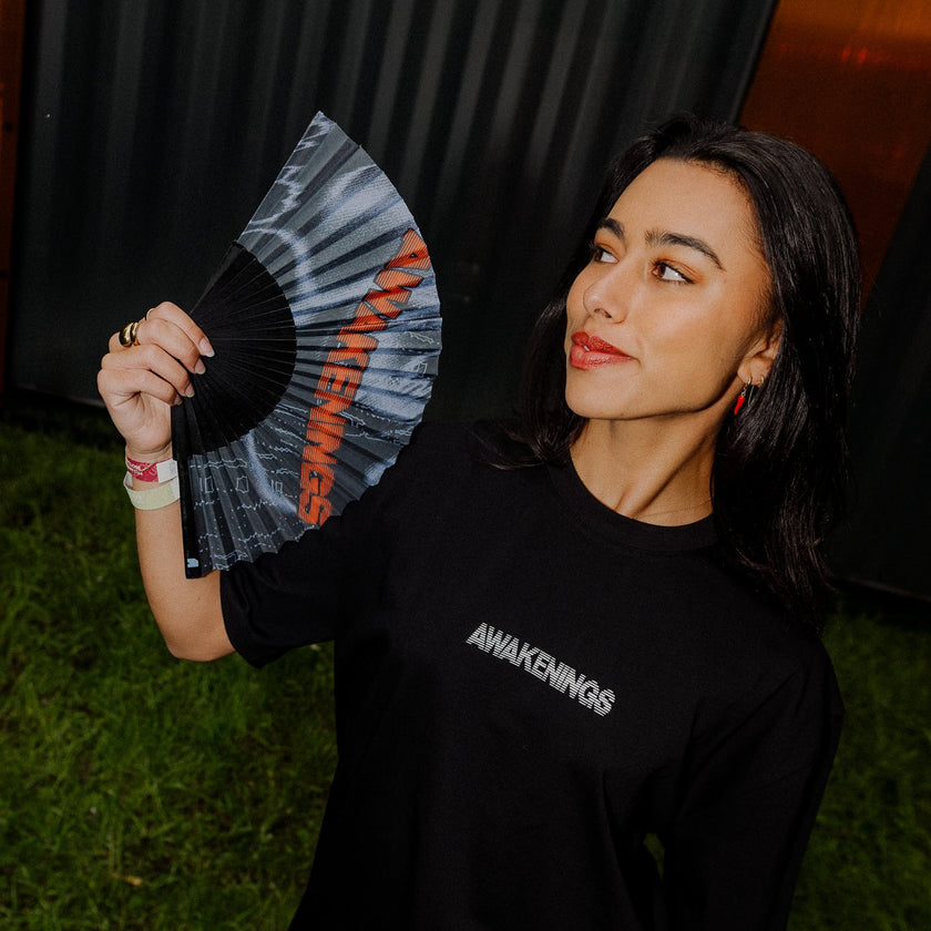 067. Handfan Theme purple/orange black