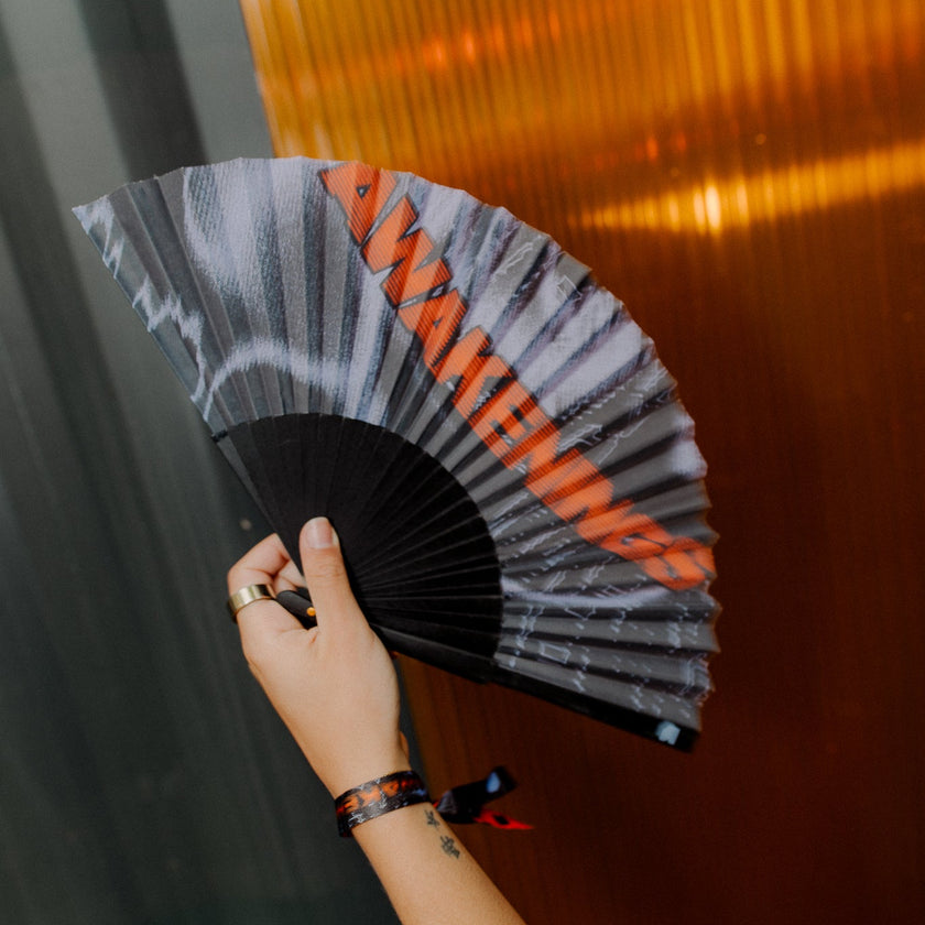 067. Handfan Theme purple/orange black